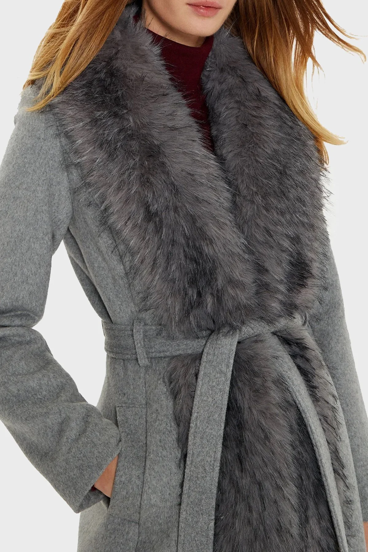 Marciano by Guess Valerie Yün Karışımlı Regular Fit Çıkarılabilir Yakalı 4BGL099957 Kadın Kaban 4BGL09 9957Z FJ5A GRİ - 5