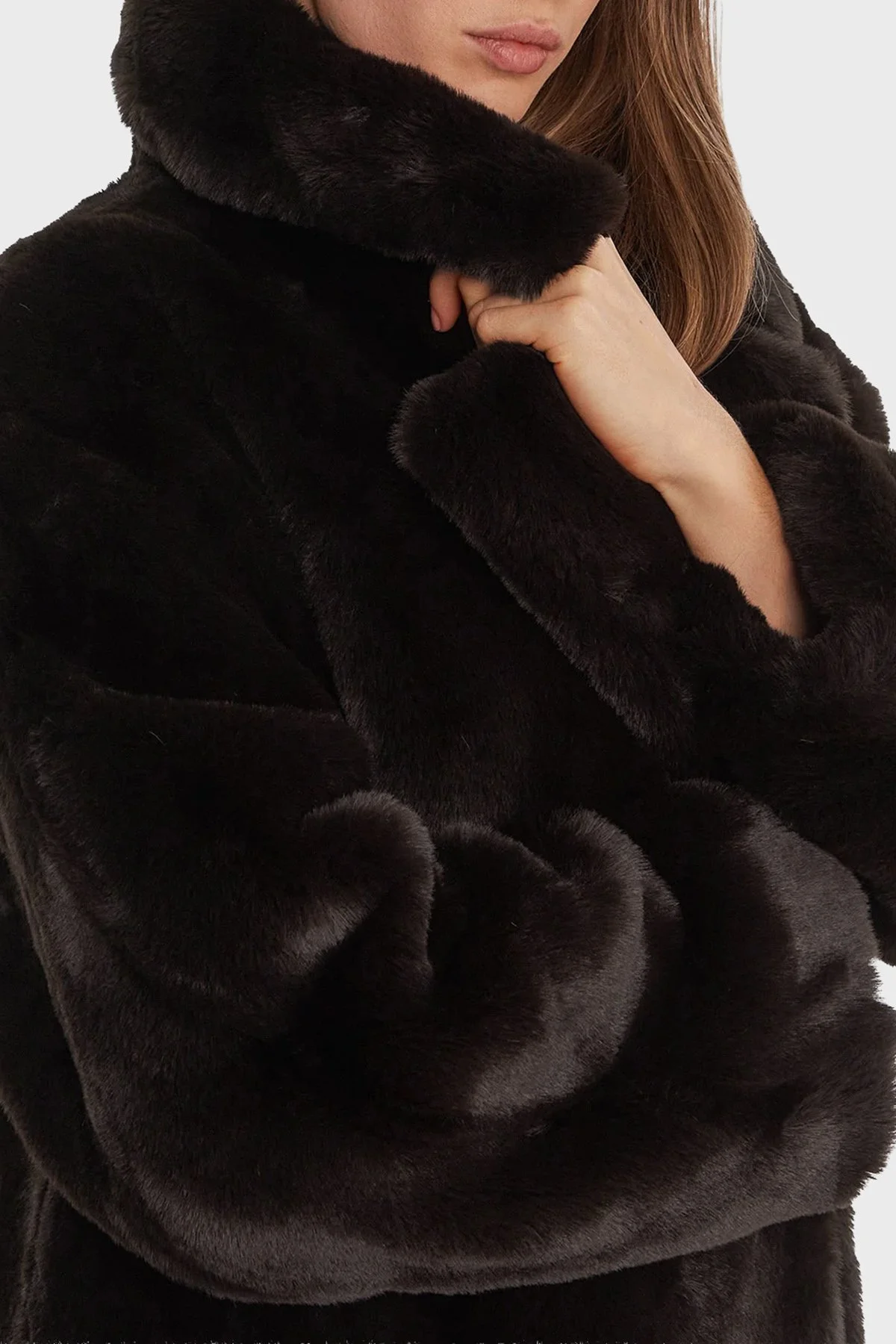 Guess Vanna Regular Fit Kruvaze Yaka Uzun Suni Kürk W5BL95WJ110 Bayan Kaban W5BL95 WJ110 G1H3 KAHVE - 3