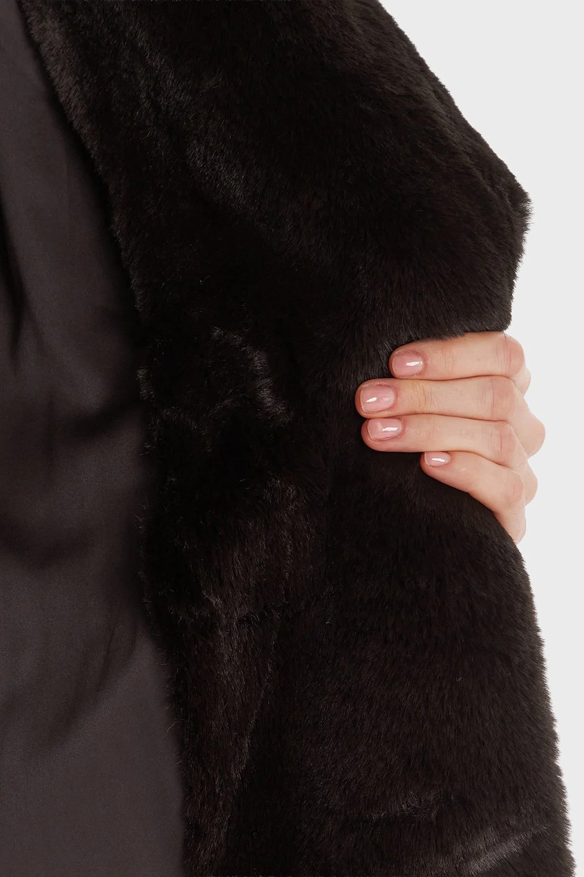 Guess Vanna Regular Fit Kruvaze Yaka Uzun Suni Kürk W5BL95WJ110 Bayan Kaban W5BL95 WJ110 G1H3 KAHVE - 5