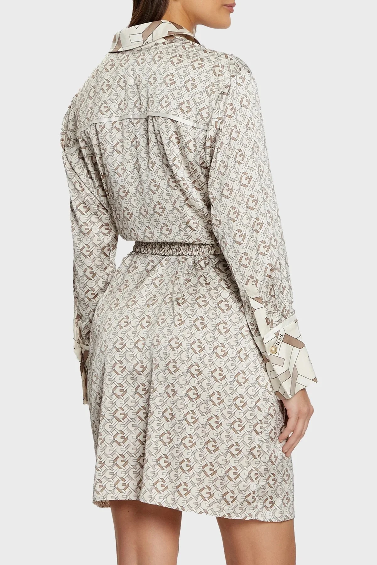 Guess Veronica Desenli Regular Fit Mini W5RK40WF1T2 Bayan Elbise W5RK40 WF1T2 P1KZ BEJ - 8