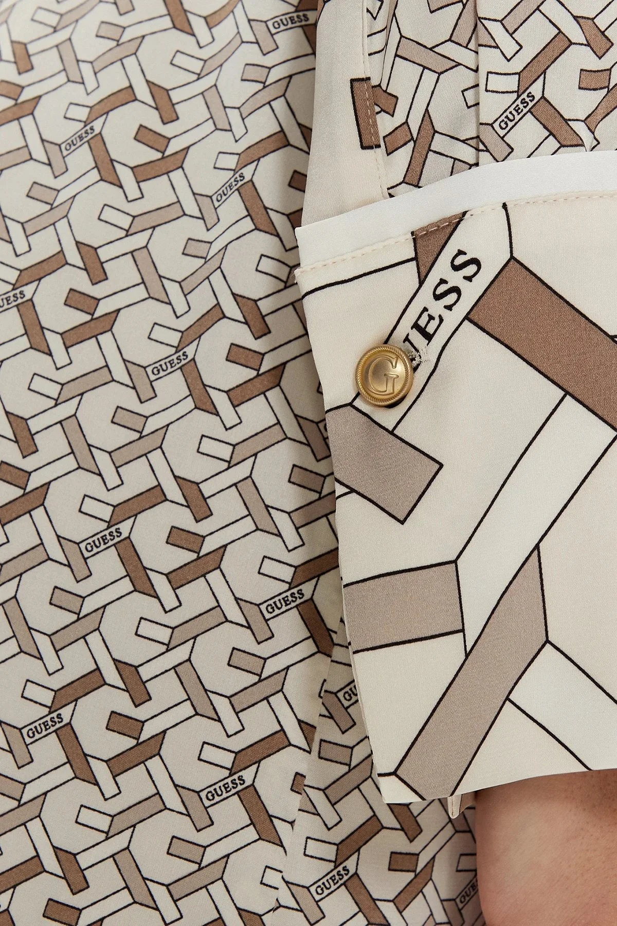 Guess Veronica Desenli Regular Fit Mini W5RK40WF1T2 Bayan Elbise W5RK40 WF1T2 P1KZ BEJ - 10