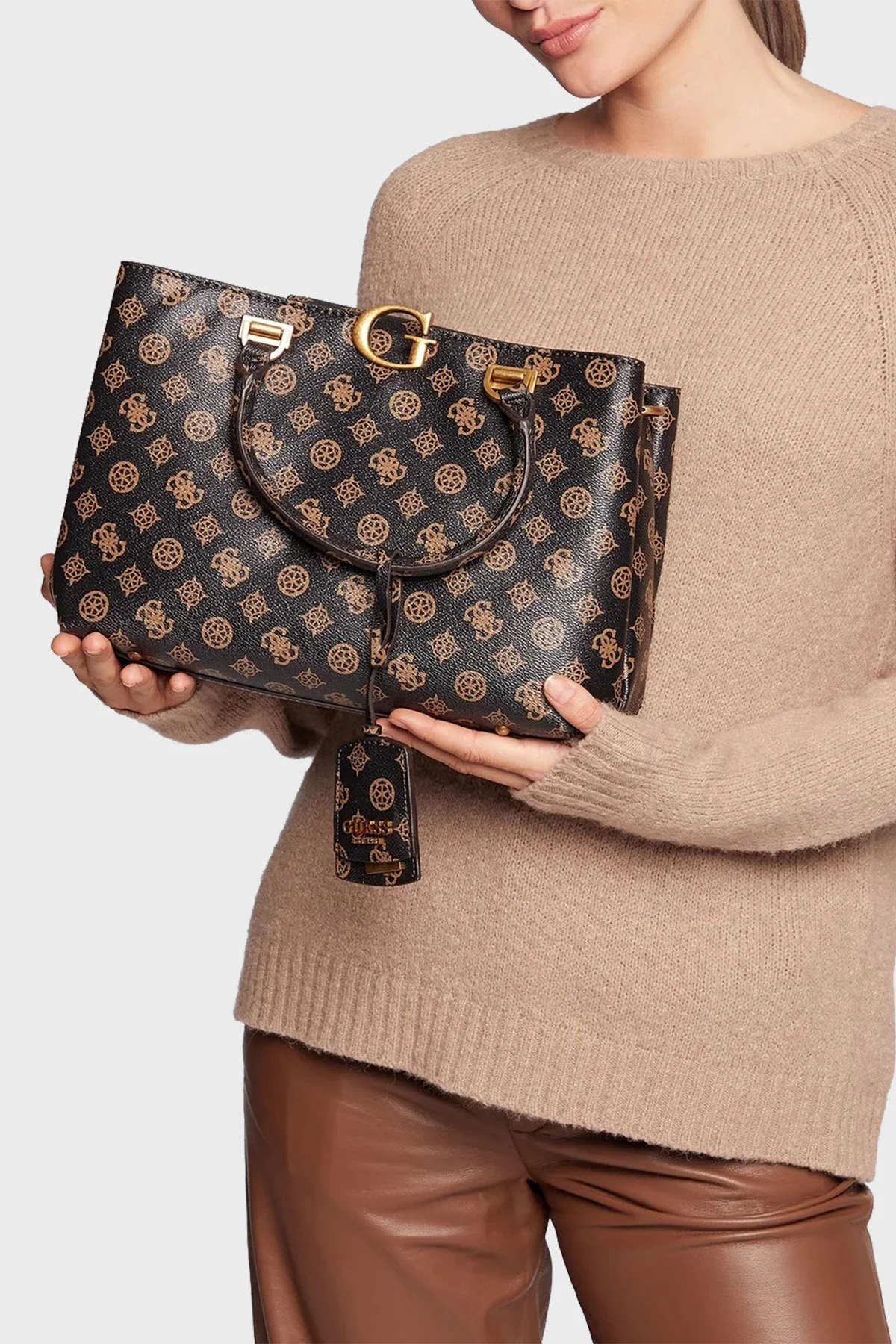 Guess Vibe Logolu Çıkarılabilir Uzatma Askılı Bayan Çanta HWPB8658060 MLO KAHVE - 2