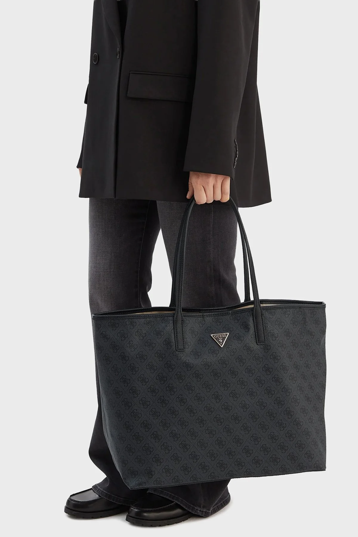 Guess Victtoria Tote Logolu Sabit Askılı HWESG951429 Bayan Çanta HWESG9 51429 CLO ANTRASİT - 2