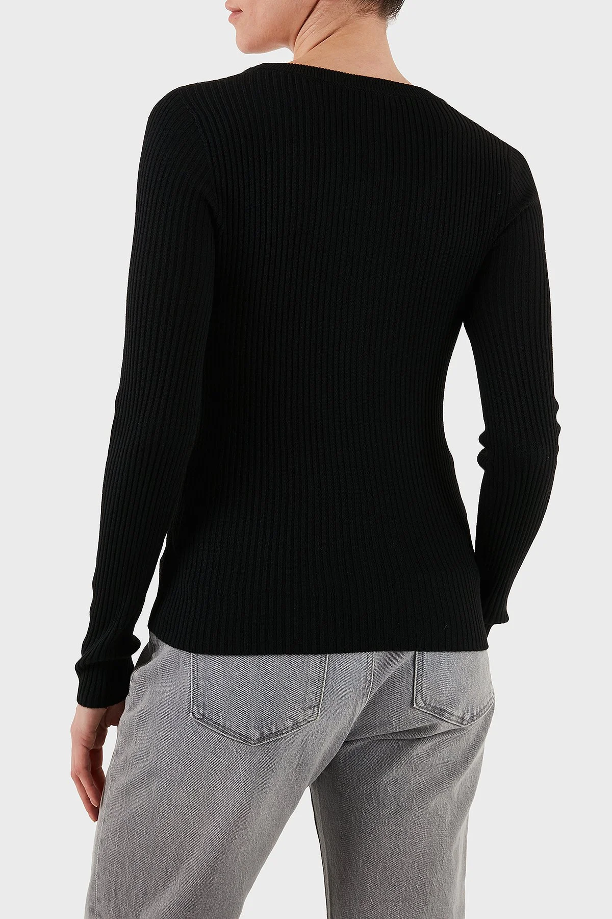 Guess Vn Julia Yün Karışımlı Slim Fit V Yaka Fitilli W5BR16Z3OW2 Bayan Hırka W5BR16 Z3OW2 JBLK SİYAH - 8