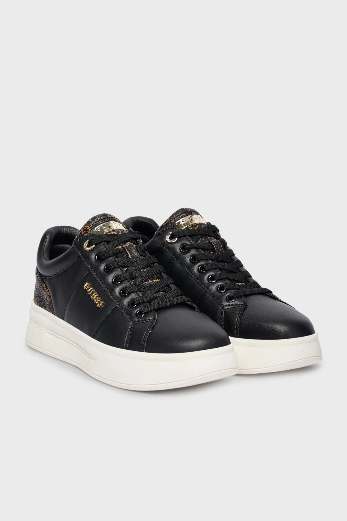 Guess Welli 4G Logolu Deri Sneaker FLFWLLPEL12 Bayan Ayakkabı FLFWLL PEL12 BLKBR SİYAH - 8