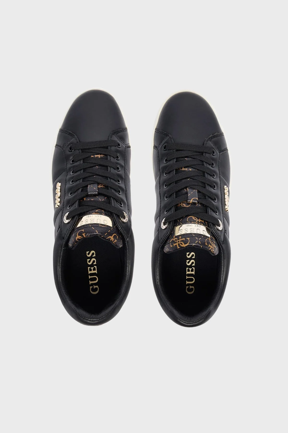 Guess Welli 4G Logolu Deri Sneaker FLFWLLPEL12 Bayan Ayakkabı FLFWLL PEL12 BLKBR SİYAH - 9