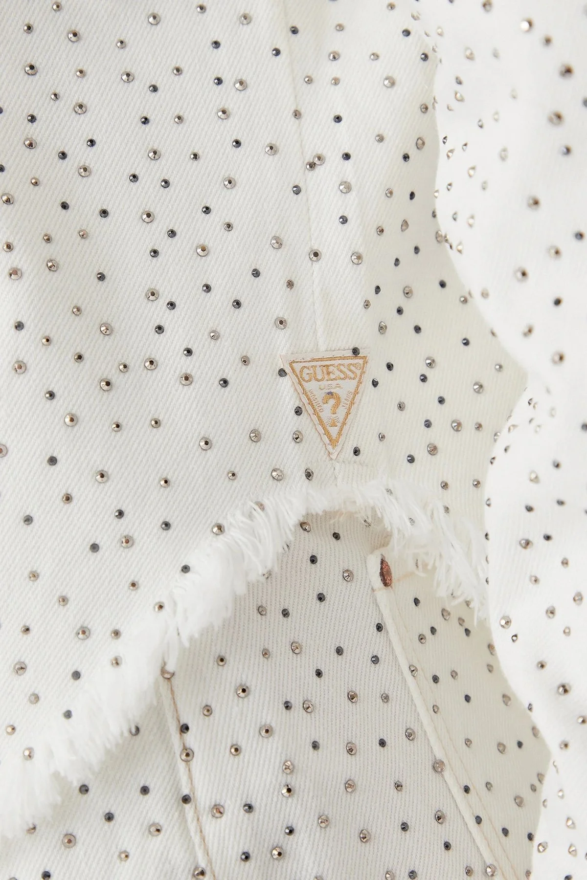 Guess Western % 100 Pamuk Regular Fit Taşlı W5GN90D5N91 Bayan Kot Ceket W5GN90 D5N91 GWBL BEYAZ - 10