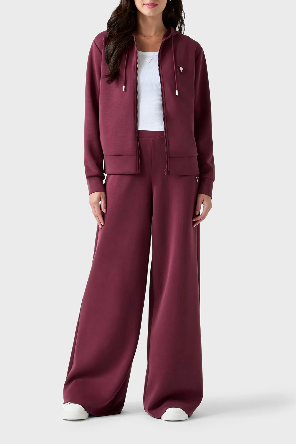Guess Wide Leg Fit Metalik Logolu V4YB07KCAY2G596 Kadın Pantolon V4YB07 KCAY2 G596 Bordo - 3