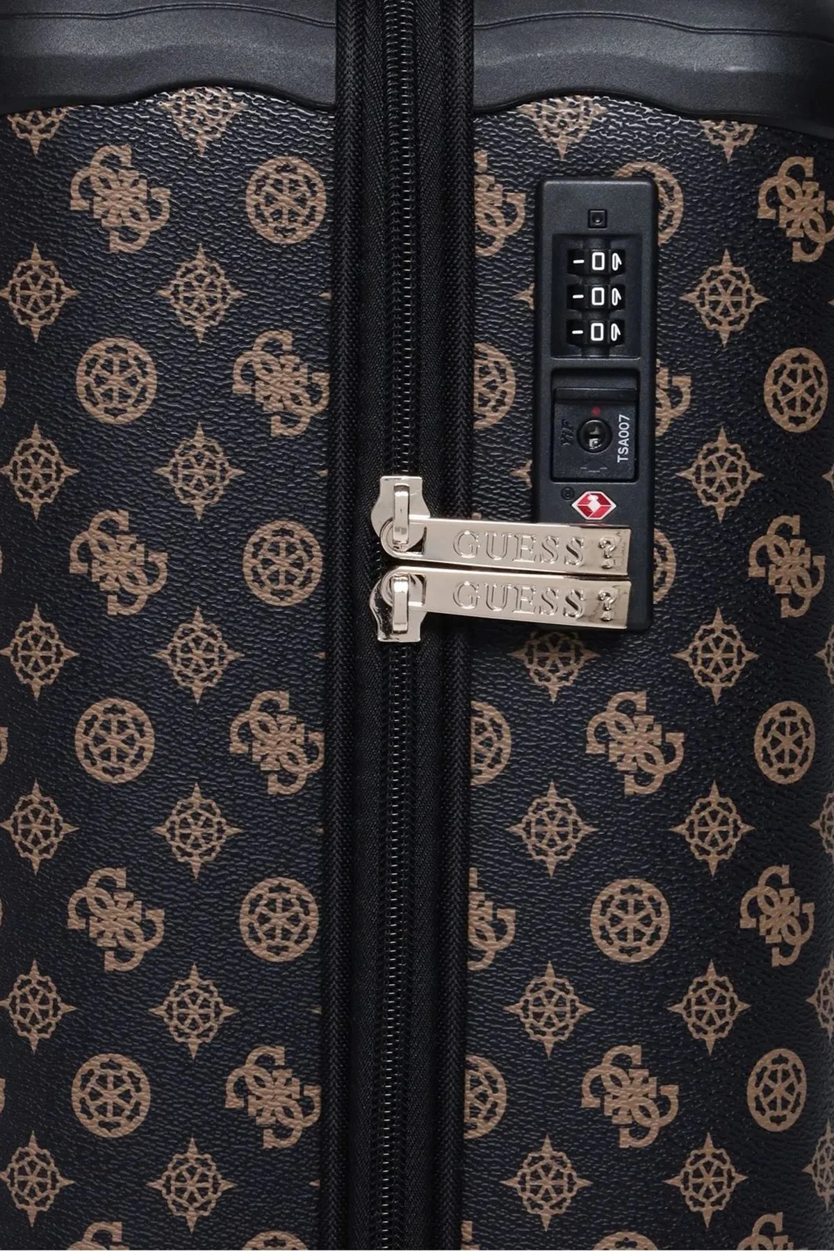 Guess Wilder 4G Logolu Şifreli Fermuarlı TWHP7452983 Bayan Kabin Boy Valiz TWHP74 52983 BRO SİYAH KAHVE - 6