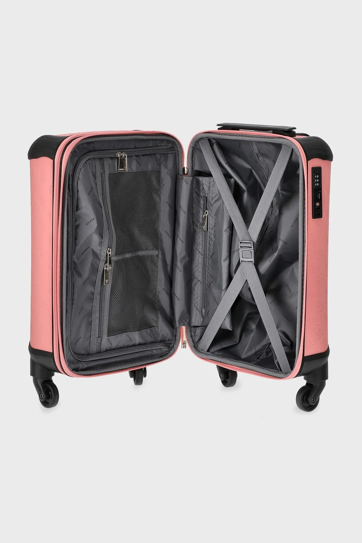 Guess Wilder Kabartmalı Logolu Şifreli Fermuarlı Kabin Boy Bayan Valiz TWD74529430 PIN PEMBE - 3