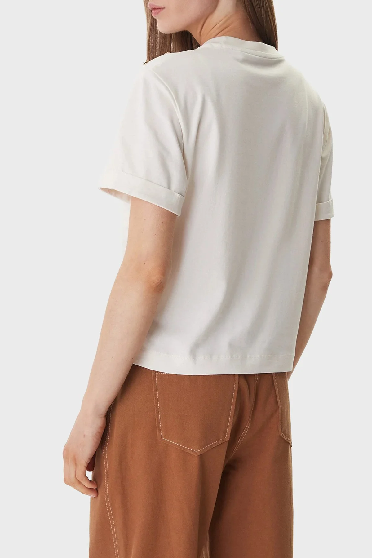 Guess Xns Pamuklu Regular Fit Bisiklet Yaka Logolu W6GI03K2657 Bayan T Shirt W6GI03 K2657 G012 BEYAZ - 3