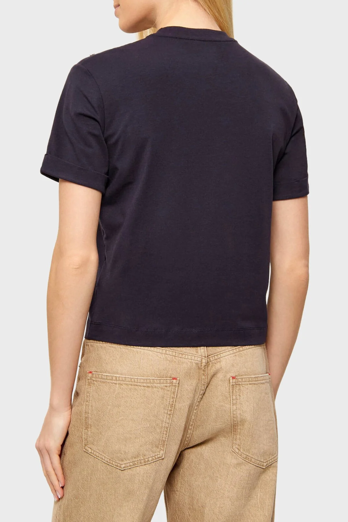 Guess Xns Pamuklu Regular Fit Bisiklet Yaka Logolu W6GI03K2657 Bayan T Shirt W6GI03 K2657 G7V2 LACİVERT - 3