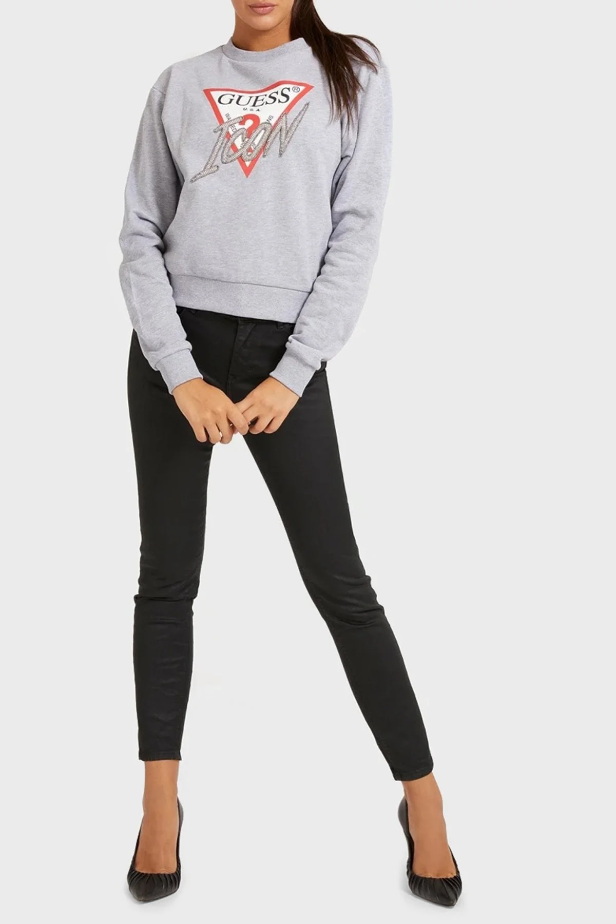 Guess Yüksek Bel Dar Paça Cepli Pamuklu Jeans Bayan Kot Pantolon W1BA46D4H91 LHBK SİYAH - 1