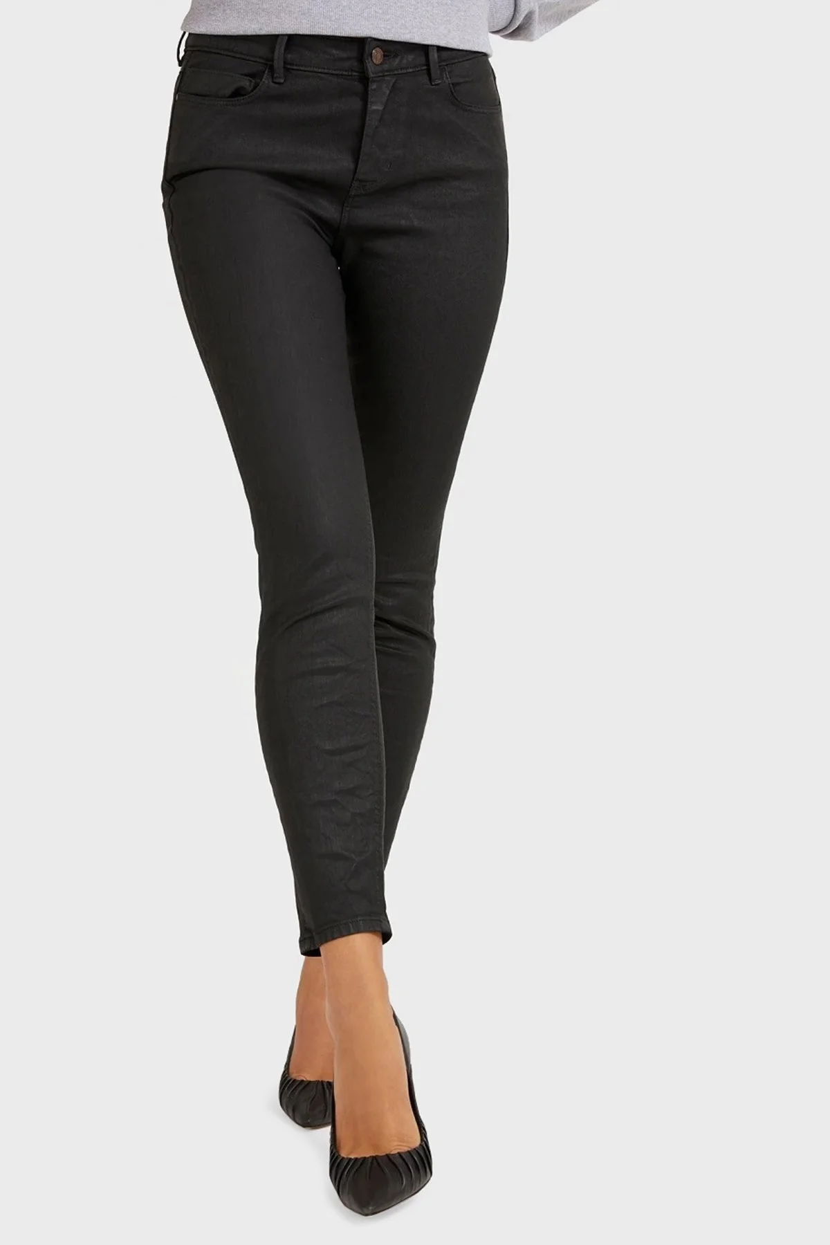 Guess Yüksek Bel Dar Paça Cepli Pamuklu Jeans Bayan Kot Pantolon W1BA46D4H91 LHBK SİYAH - 2