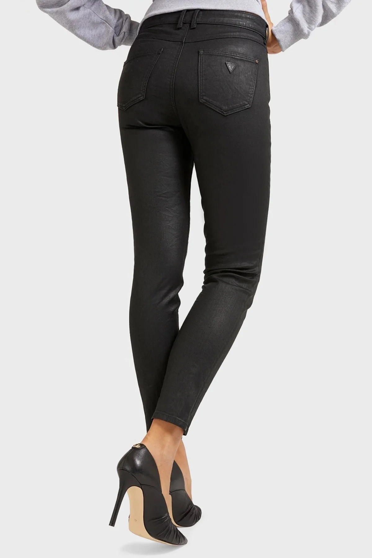 Guess Yüksek Bel Dar Paça Cepli Pamuklu Jeans Bayan Kot Pantolon W1BA46D4H91 LHBK SİYAH - 3