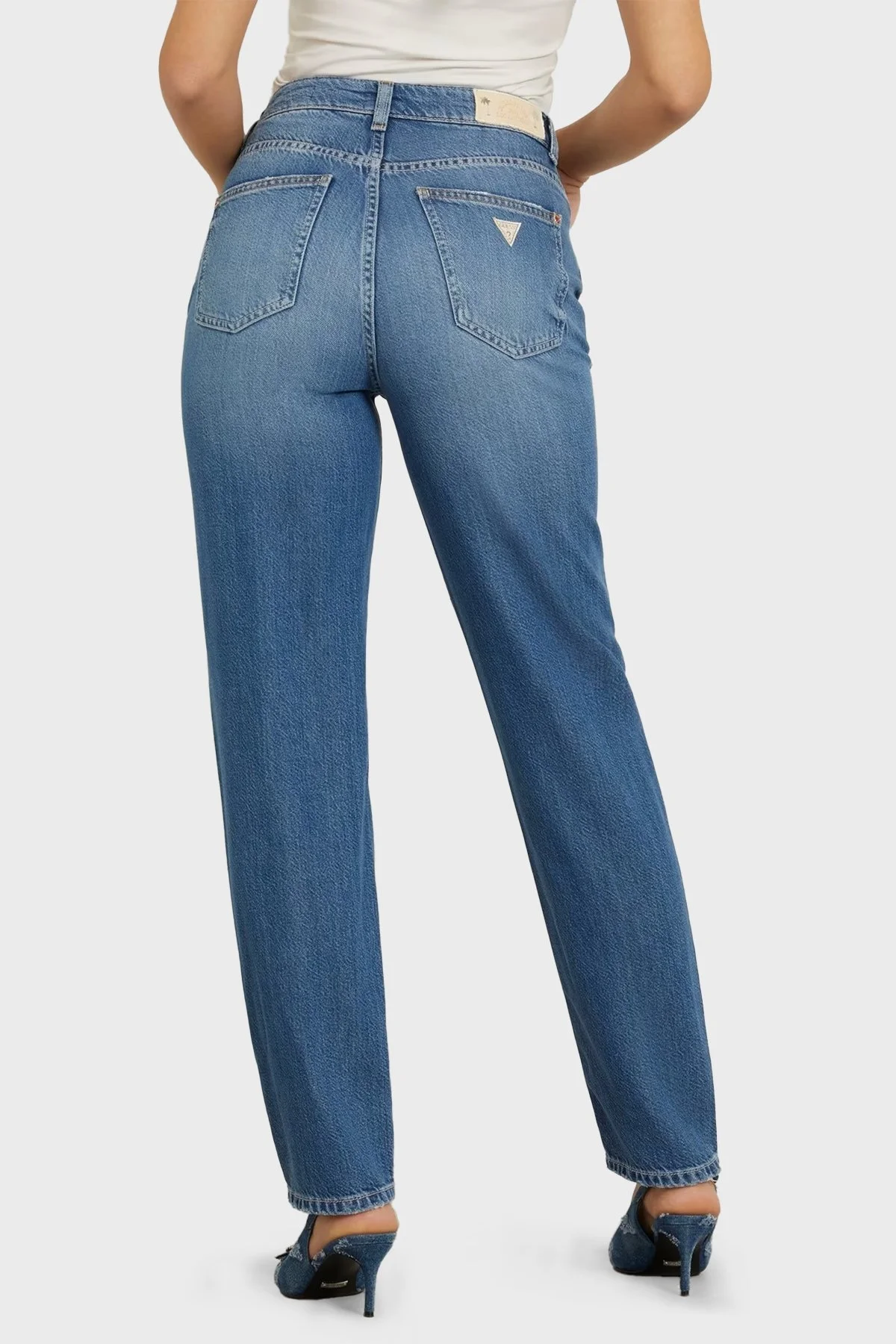 Guess Yüksek Bel Mom Jeans W4GA21D5B91 Bayan Kot Pantolon W4GA21 D5B91 MAS3 MAVİ - 3