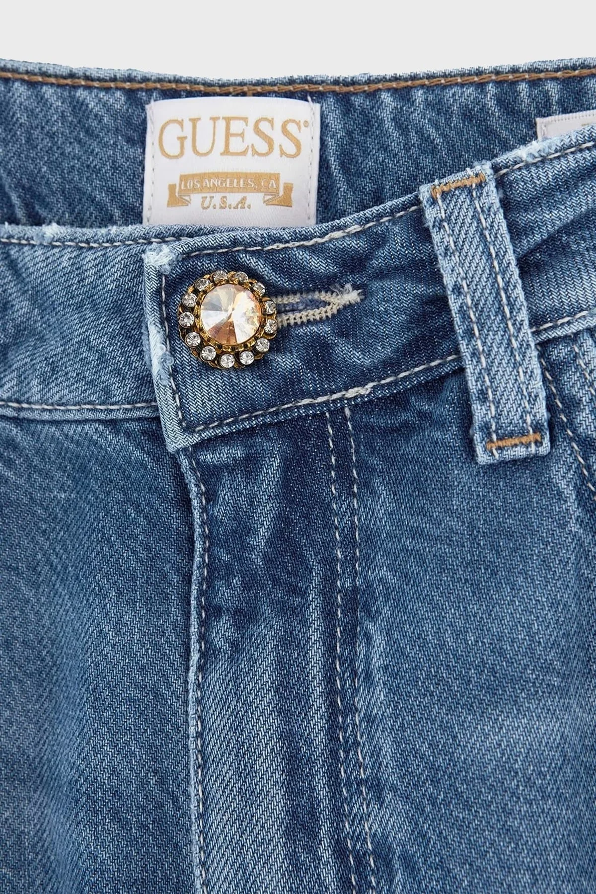 Guess Yüksek Bel Mom Jeans W4GA21D5B91 Bayan Kot Pantolon W4GA21 D5B91 MAS3 MAVİ - 5