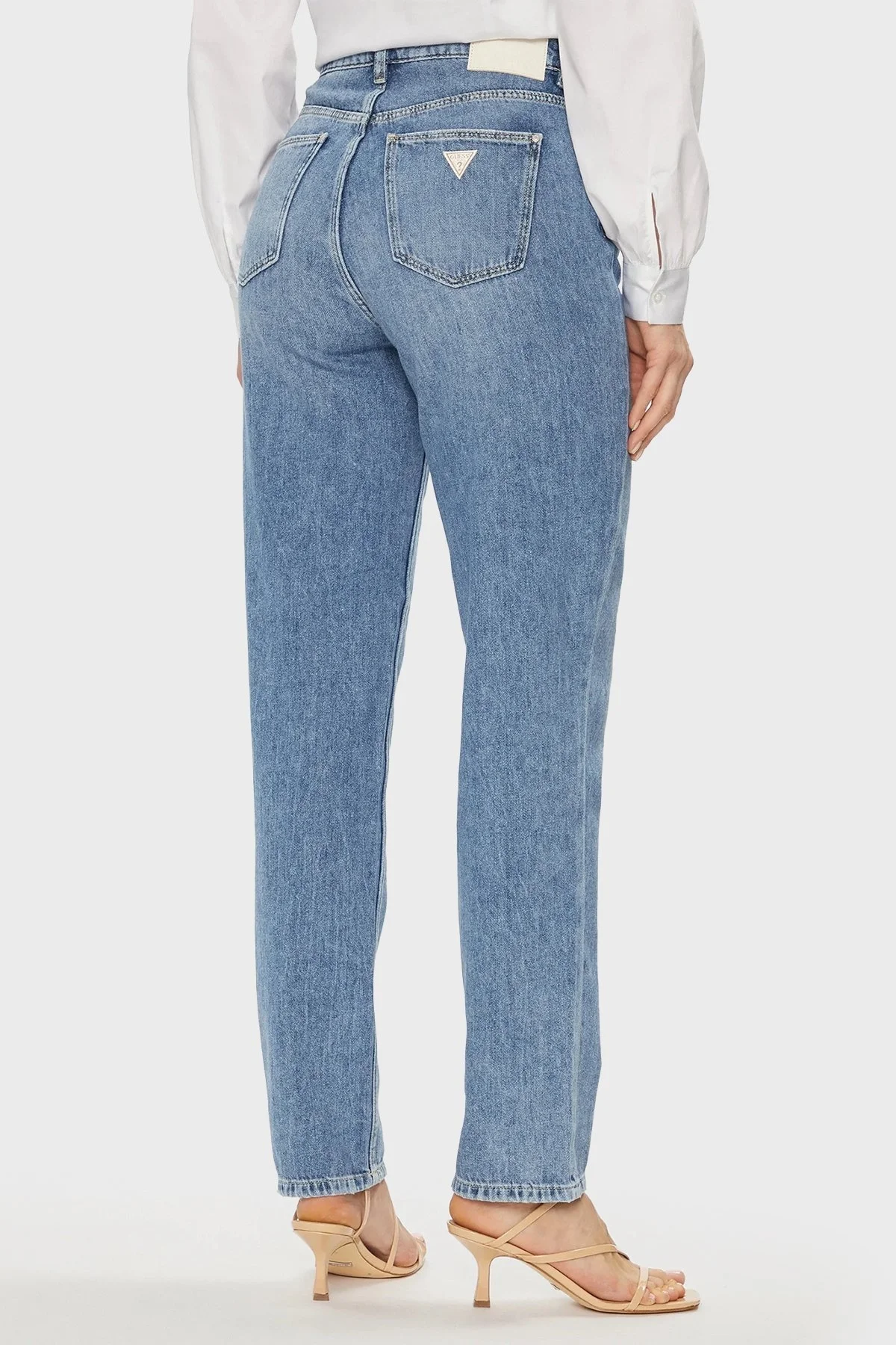 Guess Yüksek Bel Mom Jeans W4RA21D5912 Bayan Kot Pantolon W4RA21 D5912 TC0M MAVİ - 4