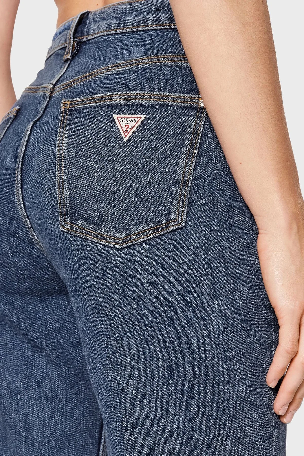 Guess Yüksek Bel Relaxed Fit Mom Jeans W2YA21 D4NH5 Bayan Kot Pantolon W2YA21D4NH5 AUMD LACİVERT - 4