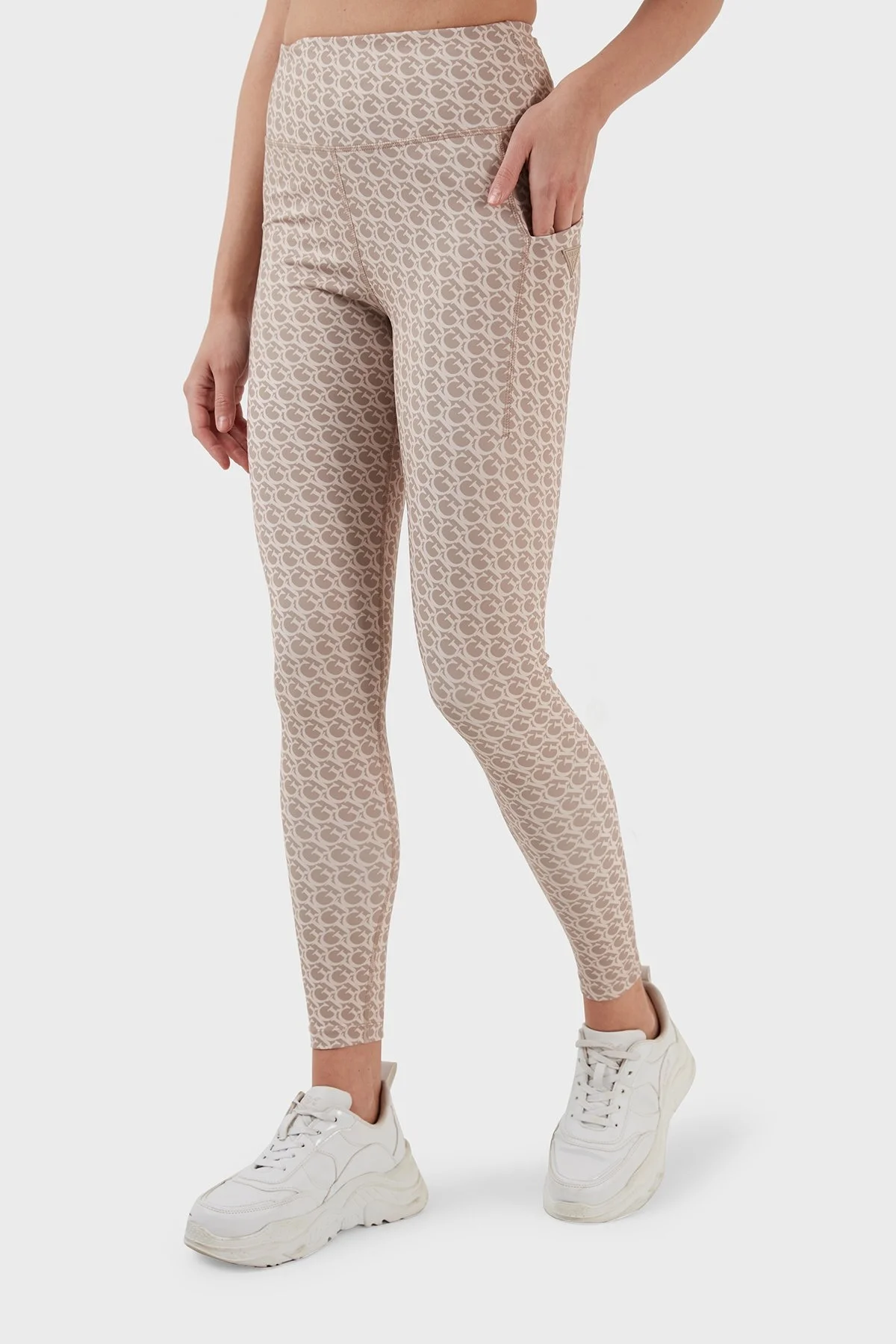 Guess Yüksek Bel Skinny Fit Gj Logomania Pantolon Bayan Tayt V3GB02MC03W P17X KAHVE - 3