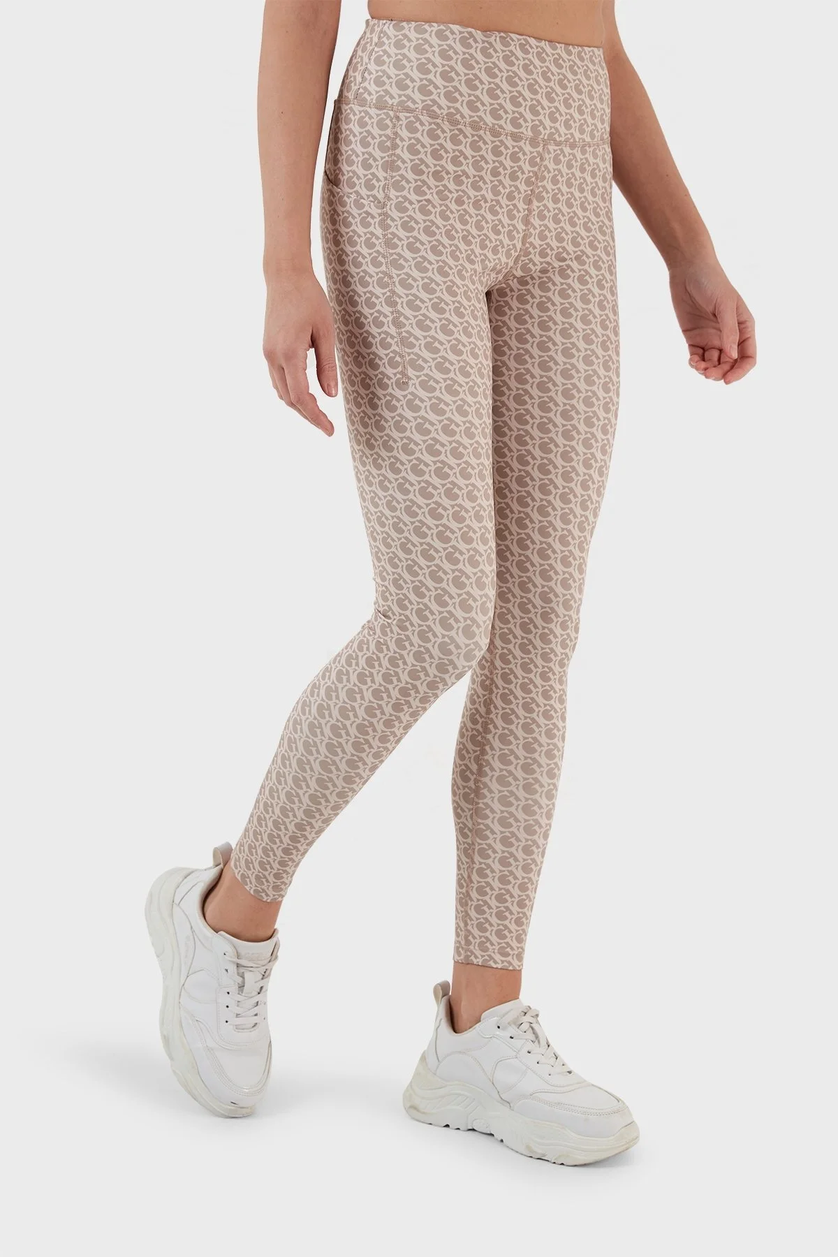 Guess Yüksek Bel Skinny Fit Gj Logomania Pantolon Bayan Tayt V3GB02MC03W P17X KAHVE - 4