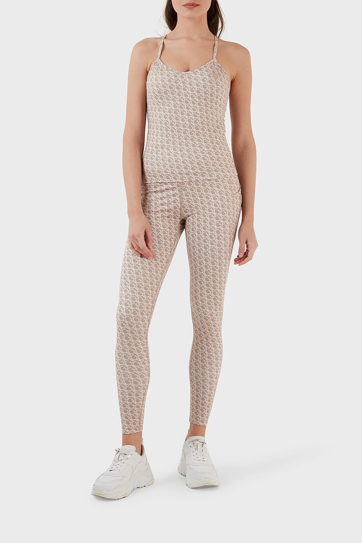 Guess Yüksek Bel Skinny Fit Gj Logomania Pantolon Bayan Tayt V3GB02MC03W P17X KAHVE - 1