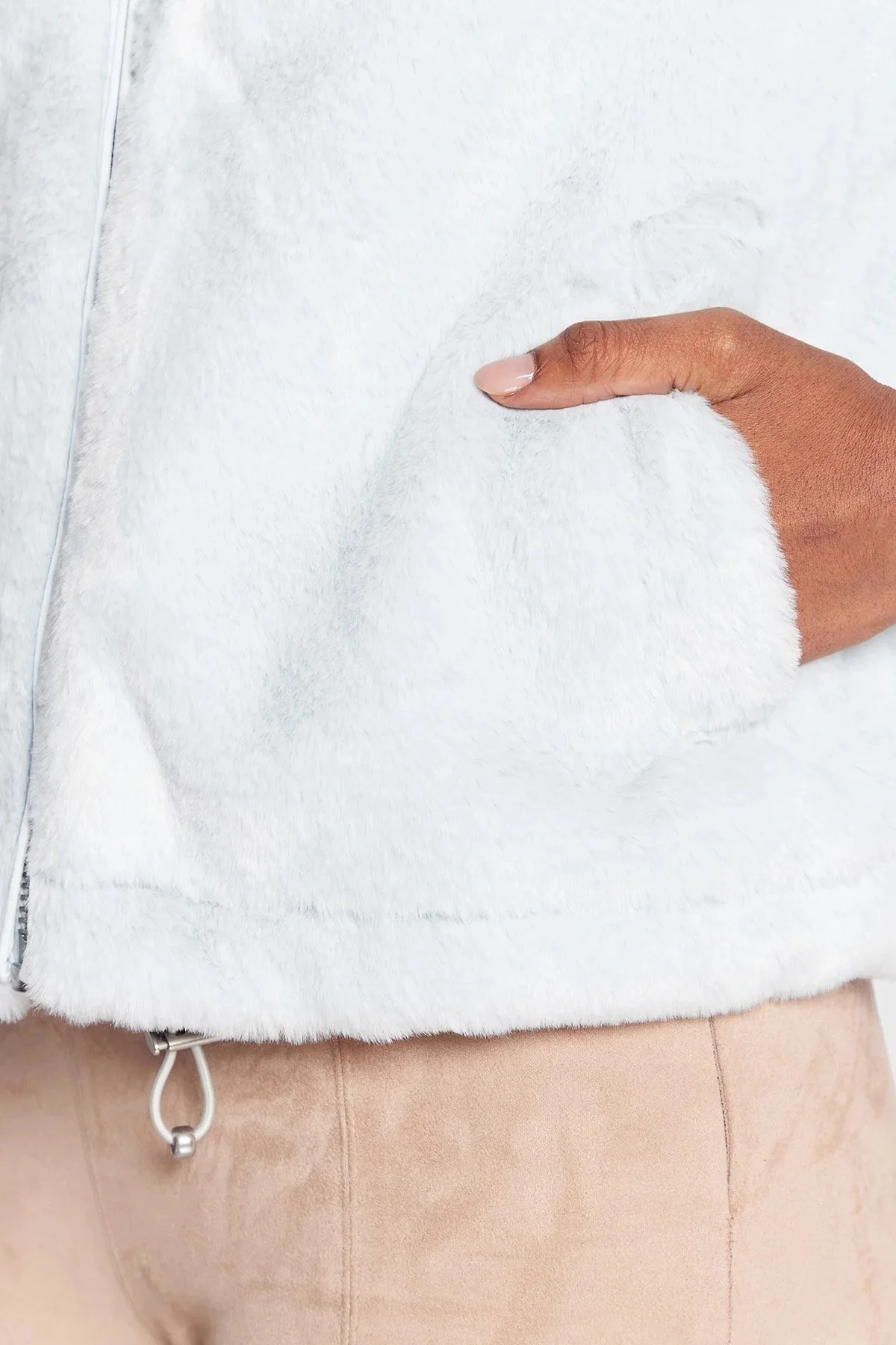 Guess Yumuşak Dokulu Kapüşonlu Fermuarlı Cepli Theoline Bayan Mont W2BL22WETP0 G7HO MAVİ - 3