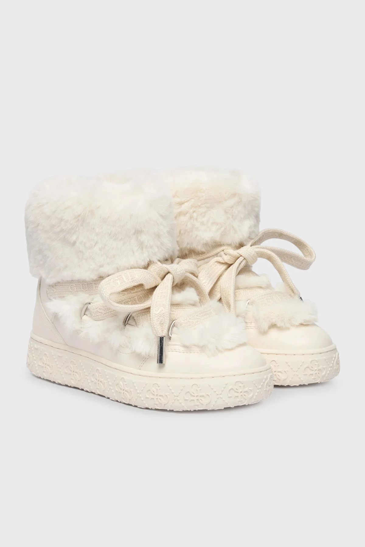 Guess Yumuşak Tüy Detaylı Kalın Tabanlı FLFUEKFUR10 Bayan Bot FLFUEK FUR10 IVORY BEYAZ - 8