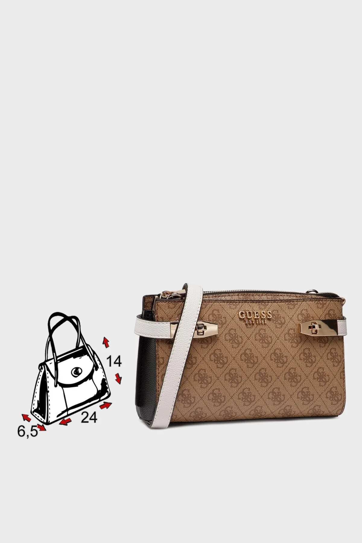 Guess Zadie Logolu Çıkarılabilir Omuz Askılı Mini Bayan Çanta HWSG8396720 LBL KAHVE - 6