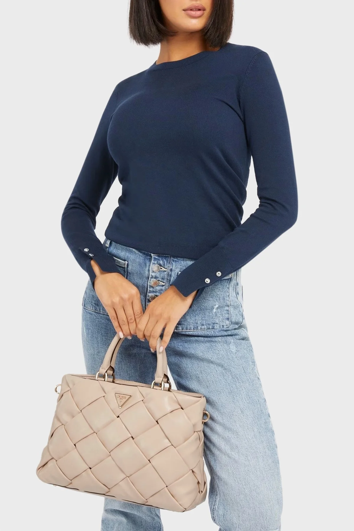 Guess Zaina Çıkarılabilir Omuz Askılı Bayan Çanta HWWG8986060 STO PUDRA - 2