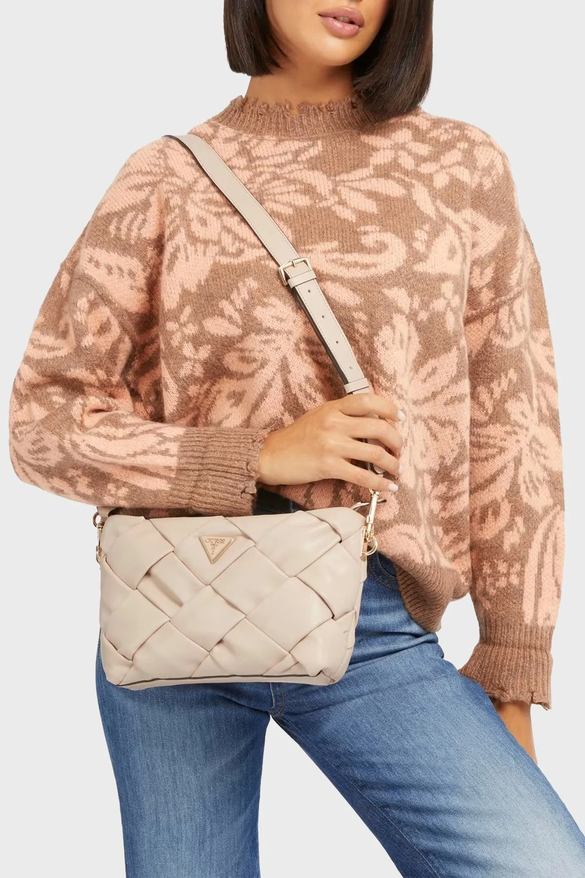 Guess Zaina Çıkarılabilir Omuz Askılı Bayan Çanta HWWG8986120 STO PUDRA - 2