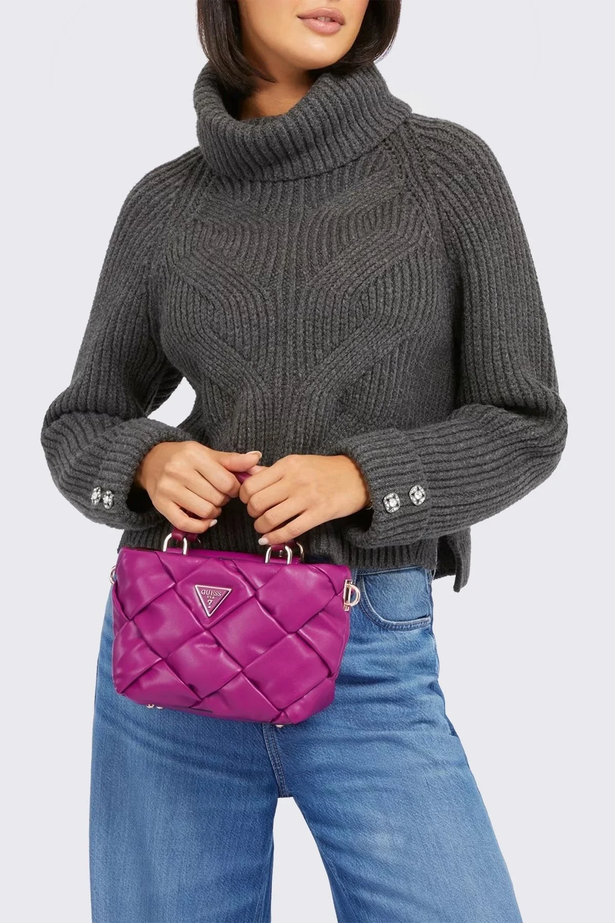 Guess Zaina Çıkarılabilir Uzatma Askılı Mini Bayan Çanta HWWG8986760 BYB MOR - 2