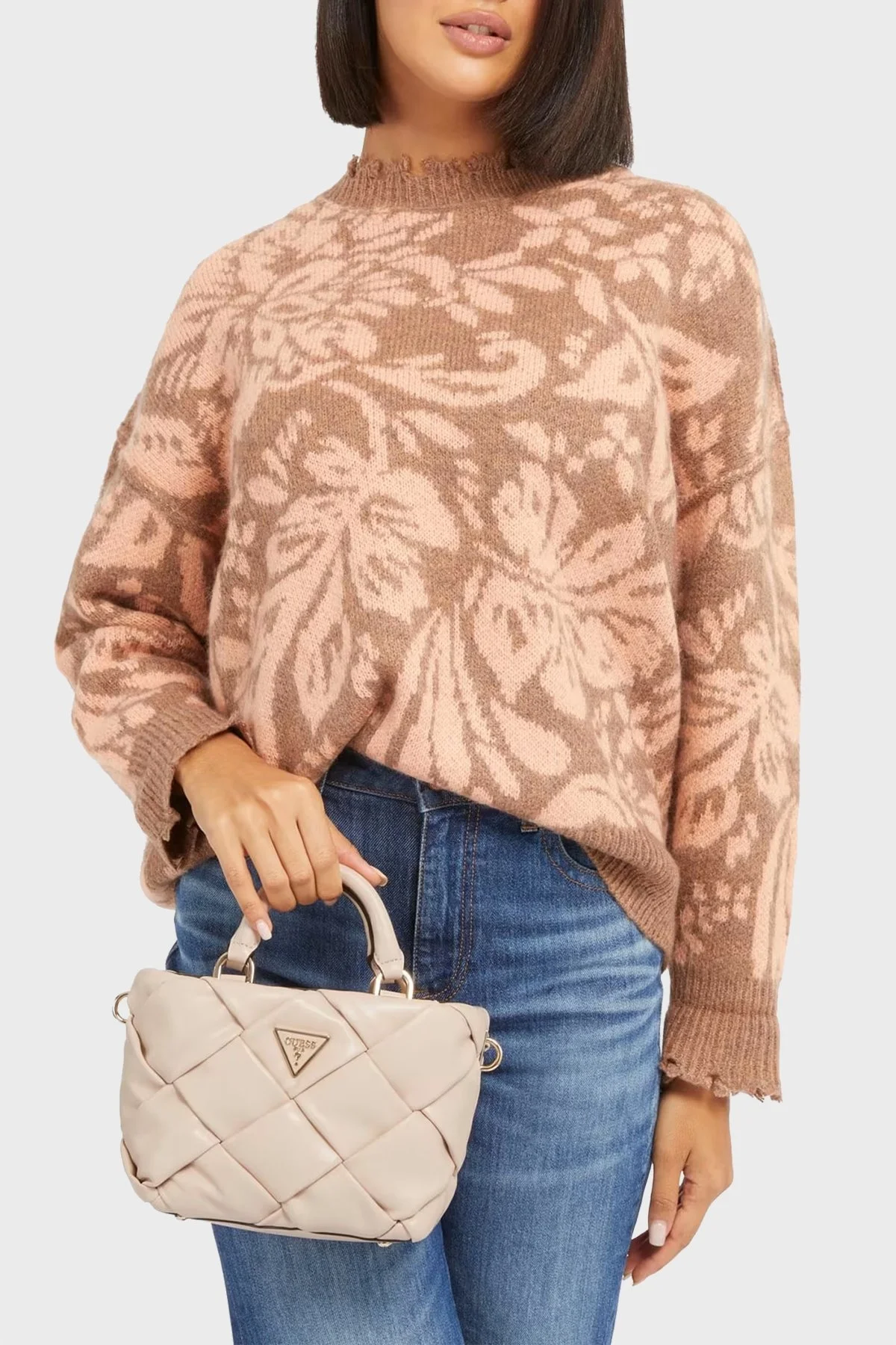 Guess Zaina Çıkarılabilir Uzatma Askılı Mini Bayan Çanta HWWG8986760 STO KREM - 2