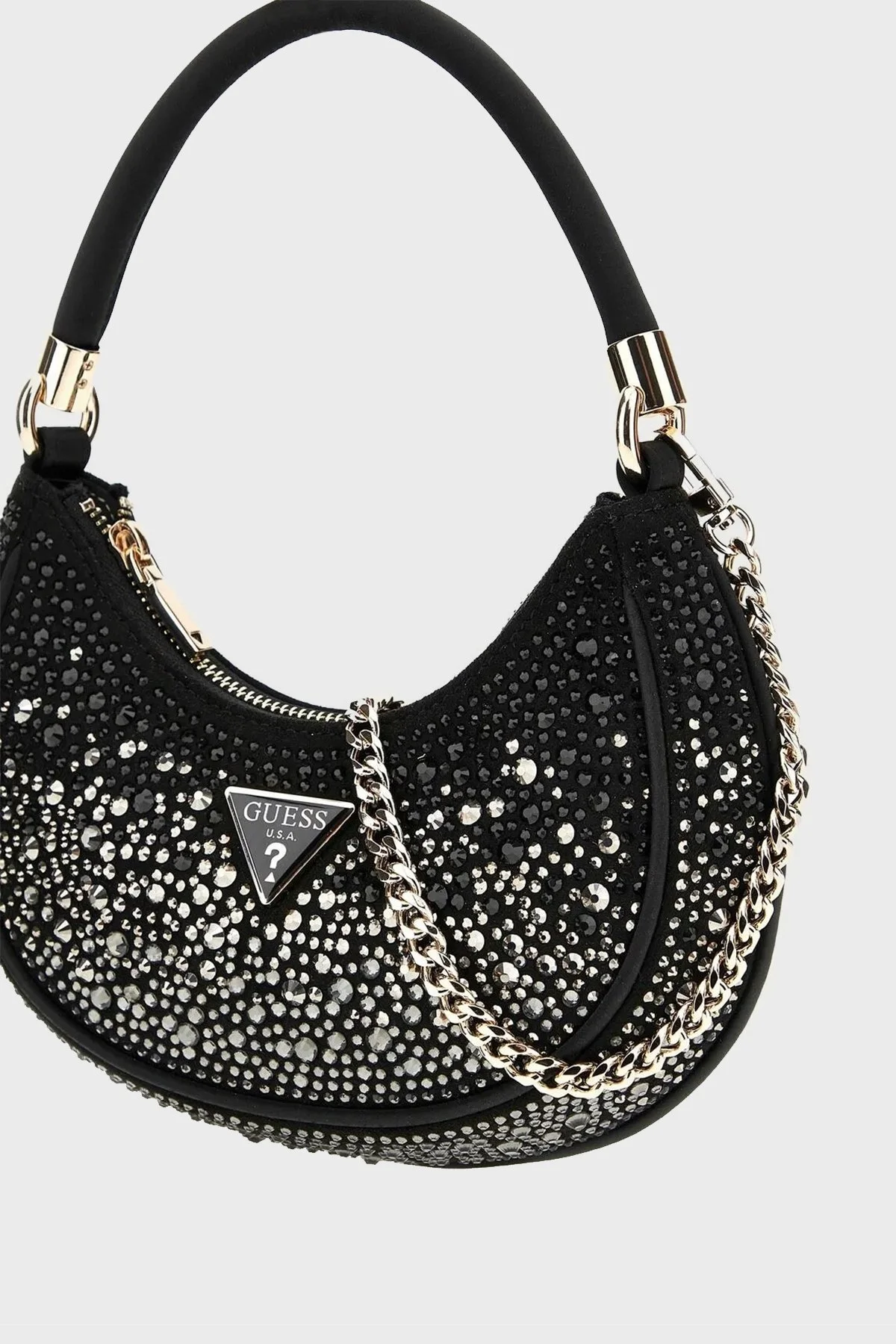 Guess Zalina Logolu Taşlı Çıkarılabilir Zincir Askılı HWRO9350010 Bayan Çanta HWRO93 50010 BLA SİYAH - 3