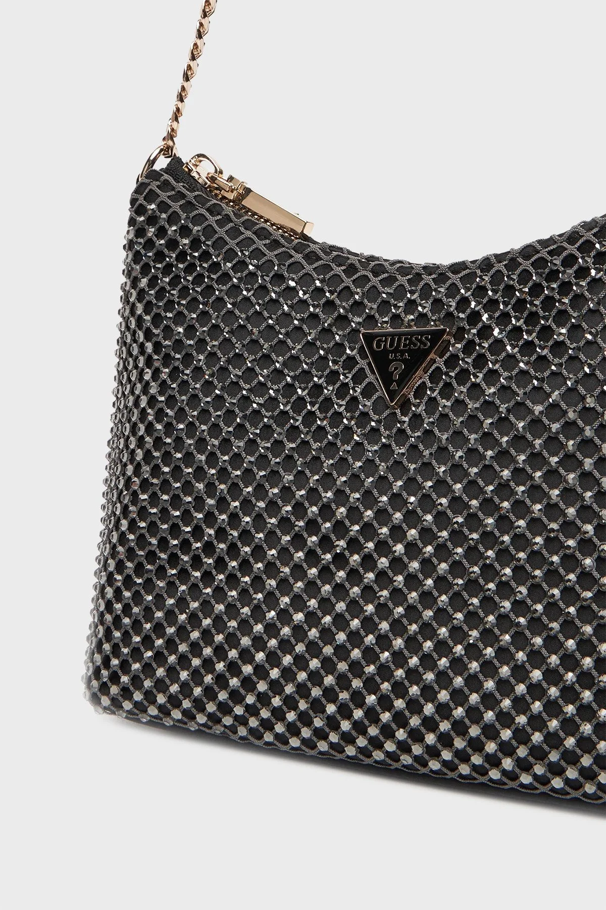 Guess Zalina Metal Hasır Logolu Zincir Askılı HWCE9350170 Bayan Çanta HWCE93 50170 PEW GÜMÜŞ - 4