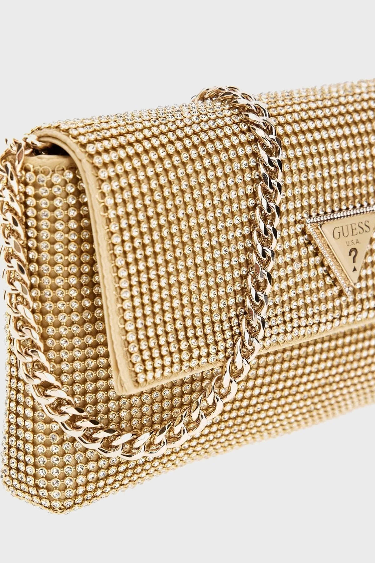 Guess Zalina Taşlı Çıkarılabilir Zincir Askılı Mini HWRP9350700 Bayan Çanta HWRP93 50700 GOL GOLD - 12