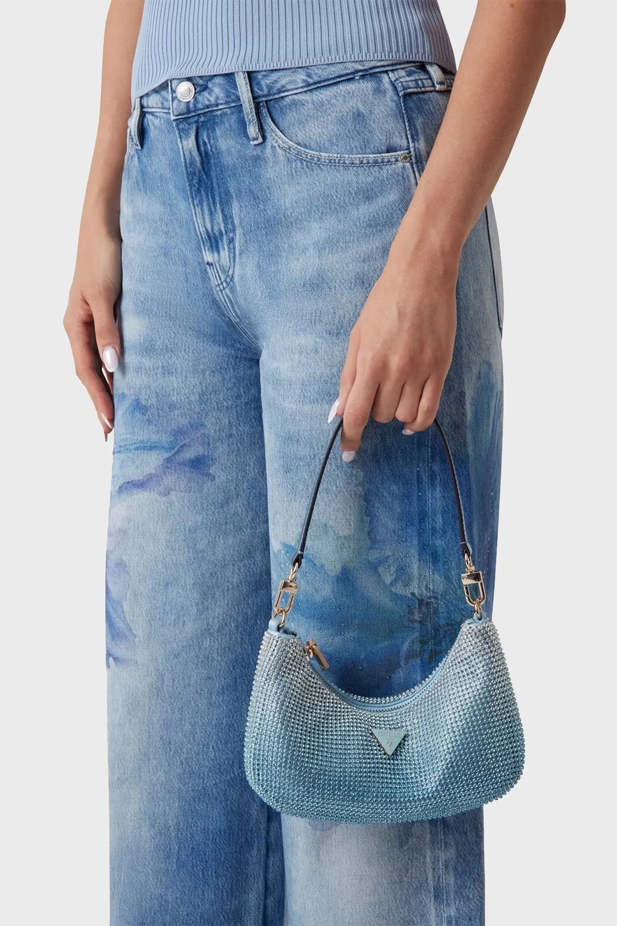 Guess Zalina Taşlı Mini Omuz Askılı HWOR9350720 Bayan Çanta HWOR93 50720 PWB MAVİ - 8