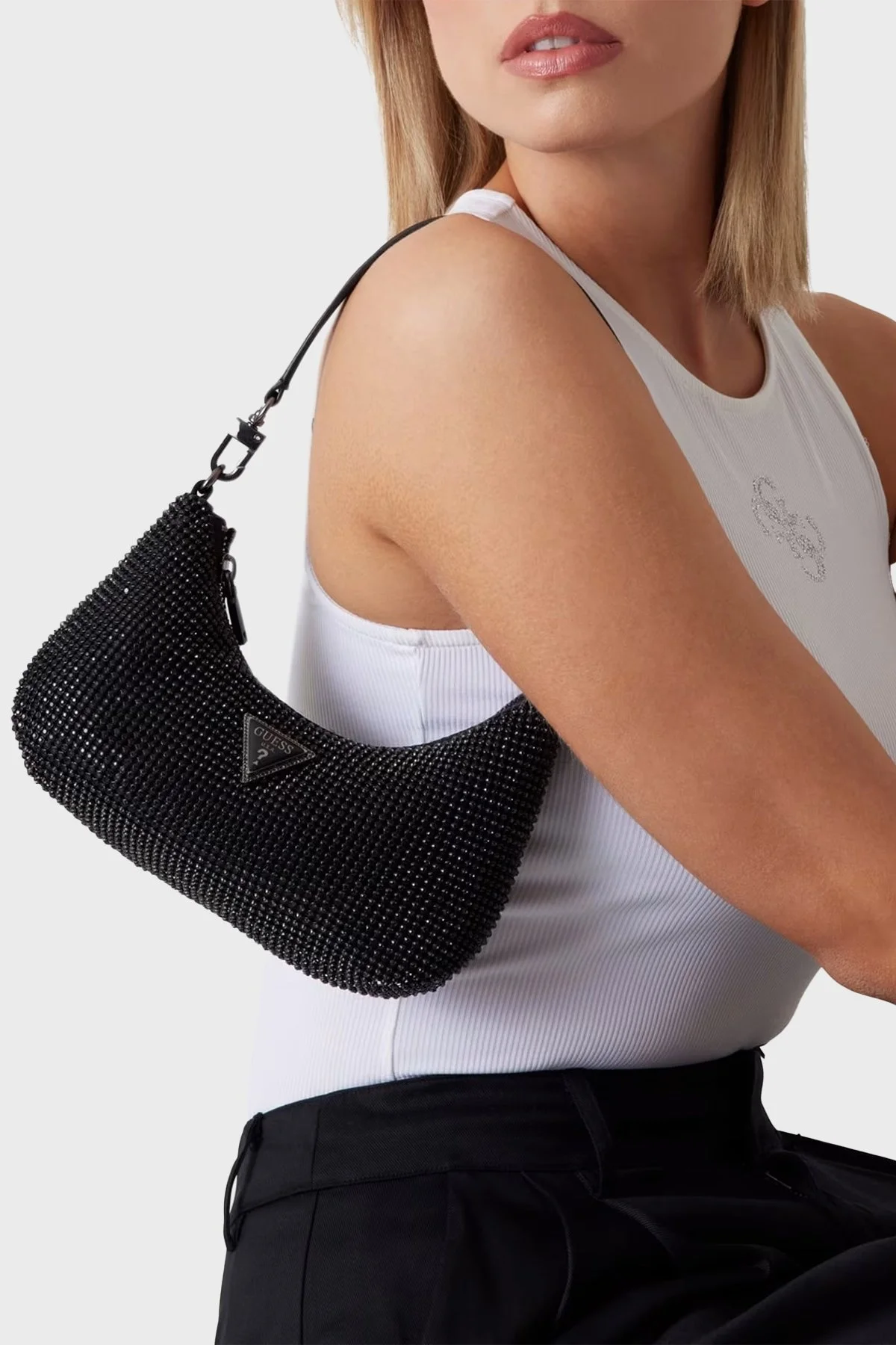 Guess Zalina Taşlı Mini Omuz Askılı HWRB9350720 Bayan Çanta HWRB93 50720 BLA SİYAH - 7