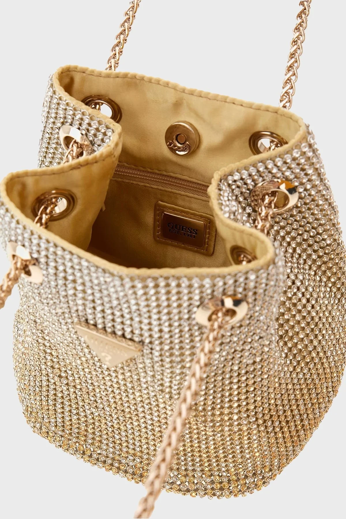 Guess Zalina Taşlı Zincir Askılı Mini HWOR9350750 Bayan Çanta HWOR93 50750 GOL GOLD - 4