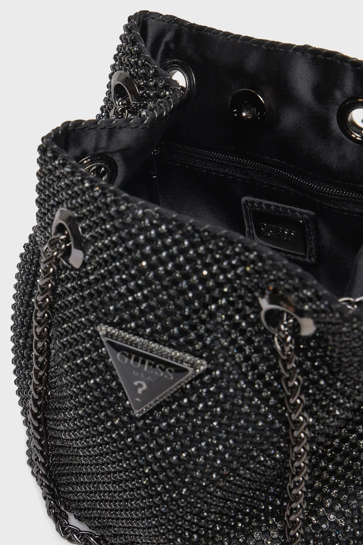 Guess Zalina Zincir Askılı Taşlı Mini HWRB9350750 Bayan Çanta HWRB93 50750 BLA SİYAH - 10