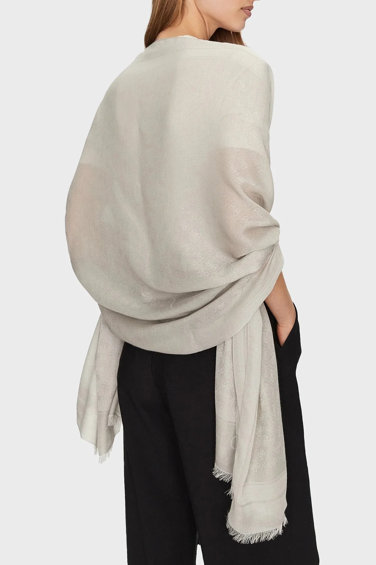 Guess Zamira Jakarlı Logo Baskılı 80 x 180 cm Modal Karışımlı AW5277MOD03 Bayan Şal AW5277 MOD03 DRT GRİ - 8