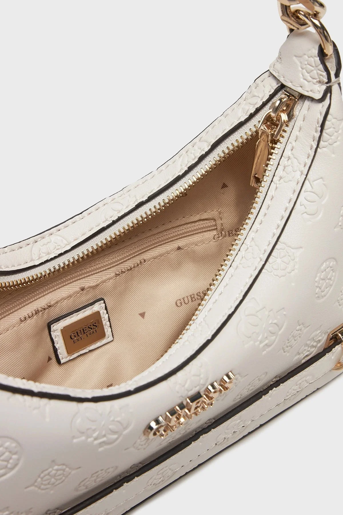 Guess Zarela Kabartmalı Logo Baskılı Ayarlanabilir Askılı HWPD9630180 Bayan Çanta HWPD96 30180 OFL BEYAZ - 9