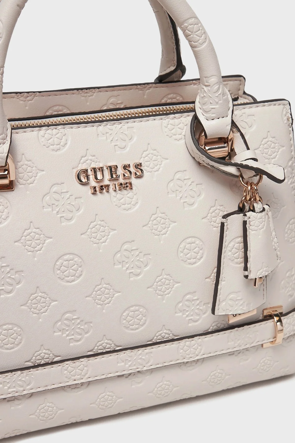 Guess Zarela Kabartmalı Logo Baskılı Çıkarılabilir Askılı HWPD9630060 Bayan Çanta HWPD96 30060 OFL BEYAZ - 10