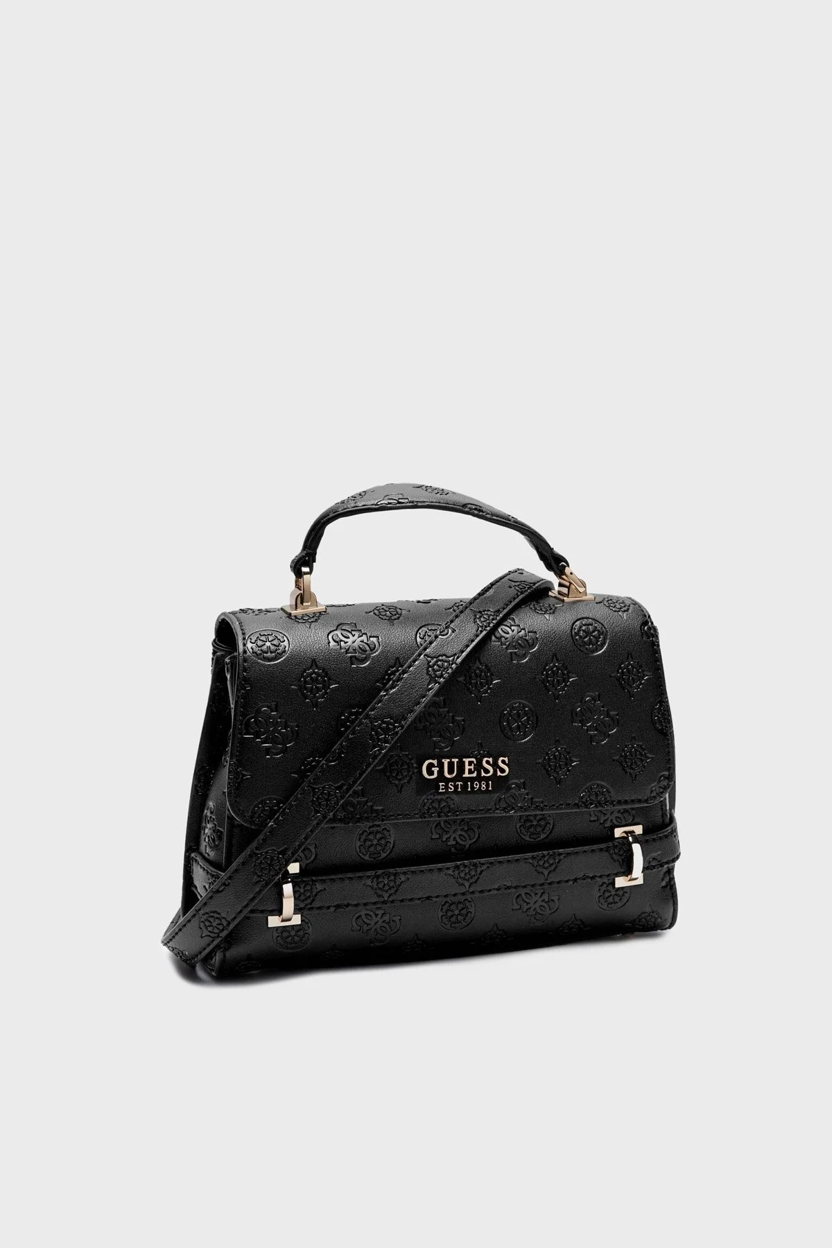 Guess Zarela Kabartmalı Logo Baskılı Çıkarılabilir Askılı HWPD9630200 Bayan Çanta HWPD96 30200 BLO SİYAH - 9