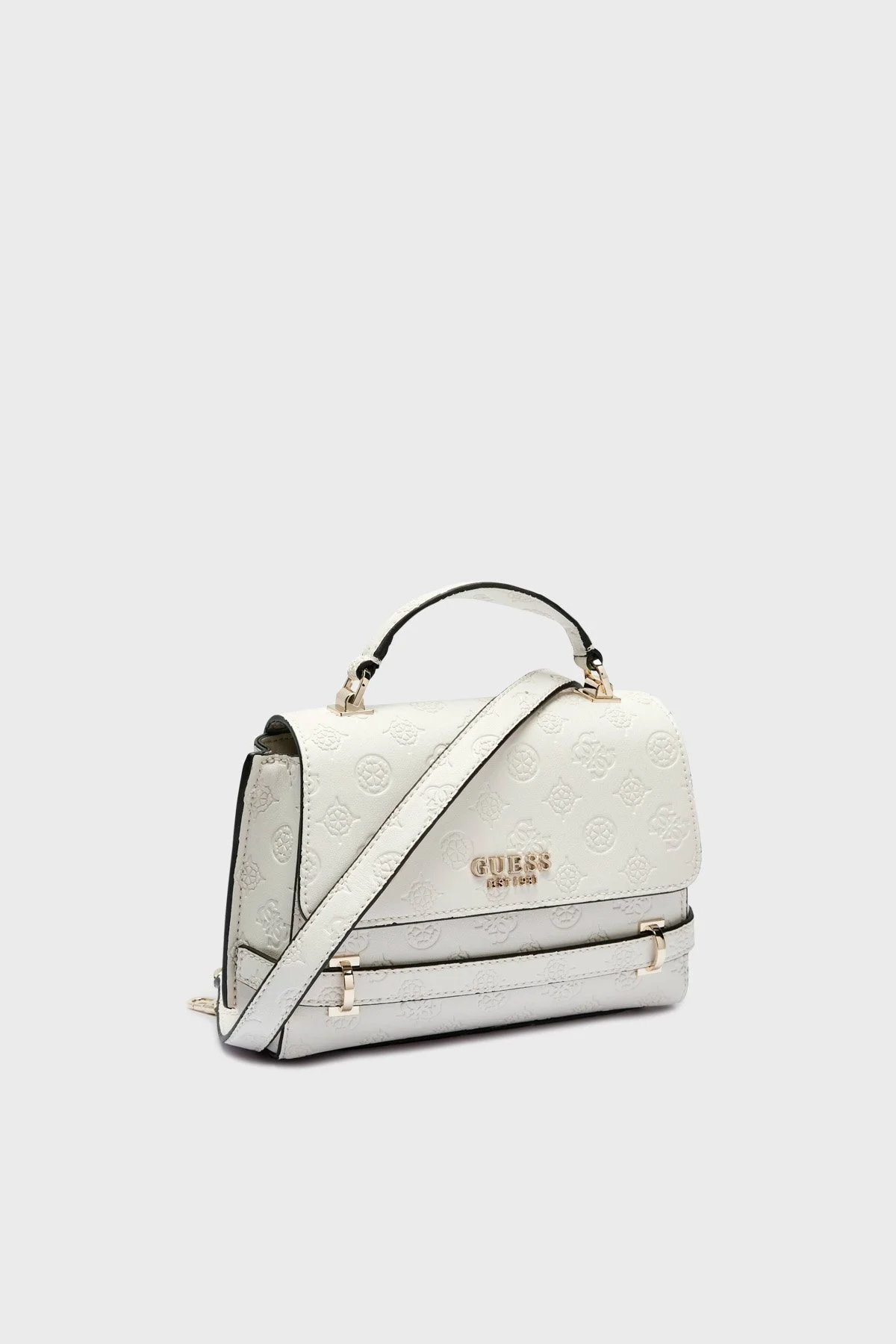 Guess Zarela Kabartmalı Logo Baskılı Çıkarılabilir Askılı HWPD9630200 Bayan Çanta HWPD96 30200 OFL BEYAZ - 11