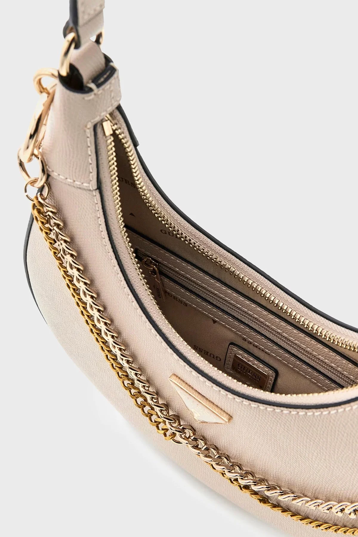 Guess Zincir Detaylı Ayarlanabilir Askılı HWBG9899180 Kadın Çanta HWBG98 99180 LTA BEJ - 4