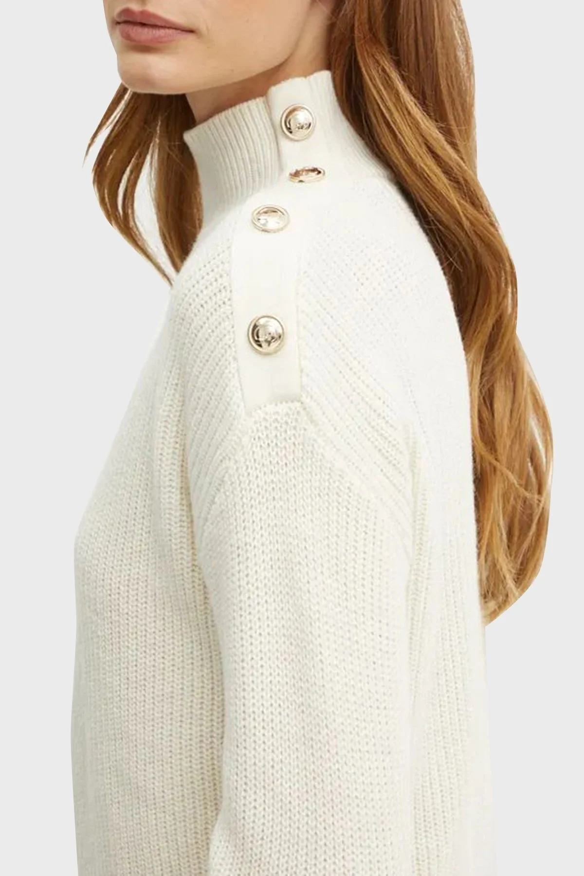 Guess Zylee Yün Karışımlı Regular Fit Balıkçı Yaka W4BR39Z2WX0 Bayan Kazak W4BR39 Z2WX0 G012 EKRU - 4