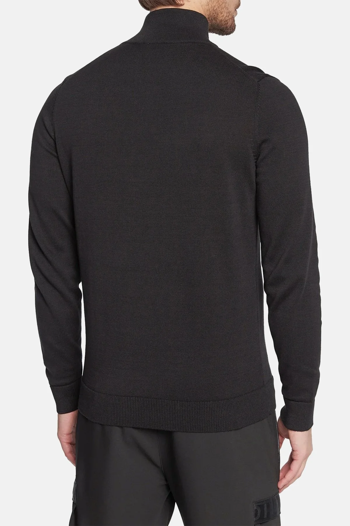 Hugo % 100 Organik Pamuk Fermuarlı Yaka Logolu Regular Fit Erkek Kazak 50474164 001 SİYAH - 2