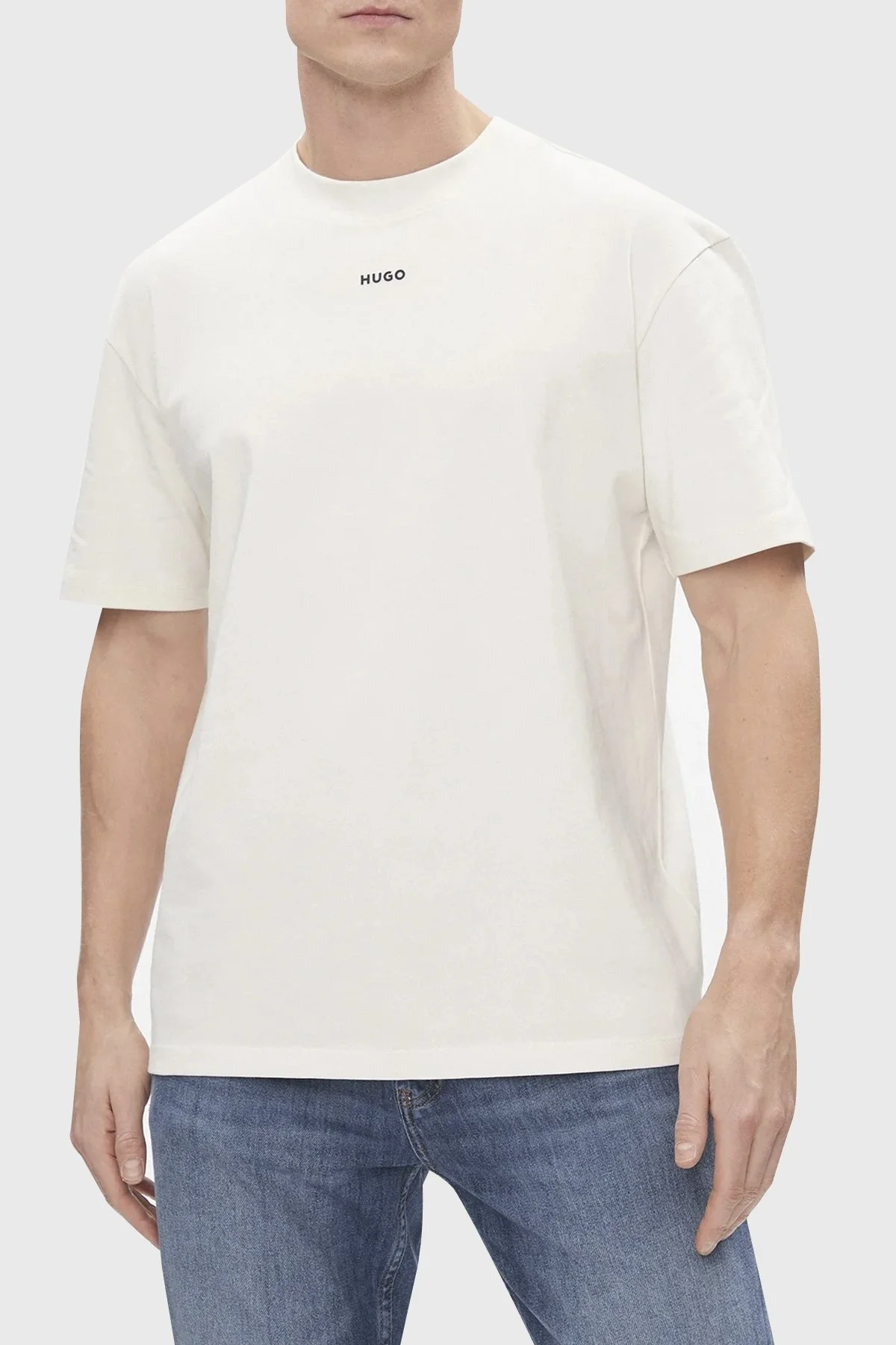 Hugo % 100 Pamuk Bisiklet Yaka Relaxed Fit Erkek T Shirt 50488330 121 BEYAZ - 1