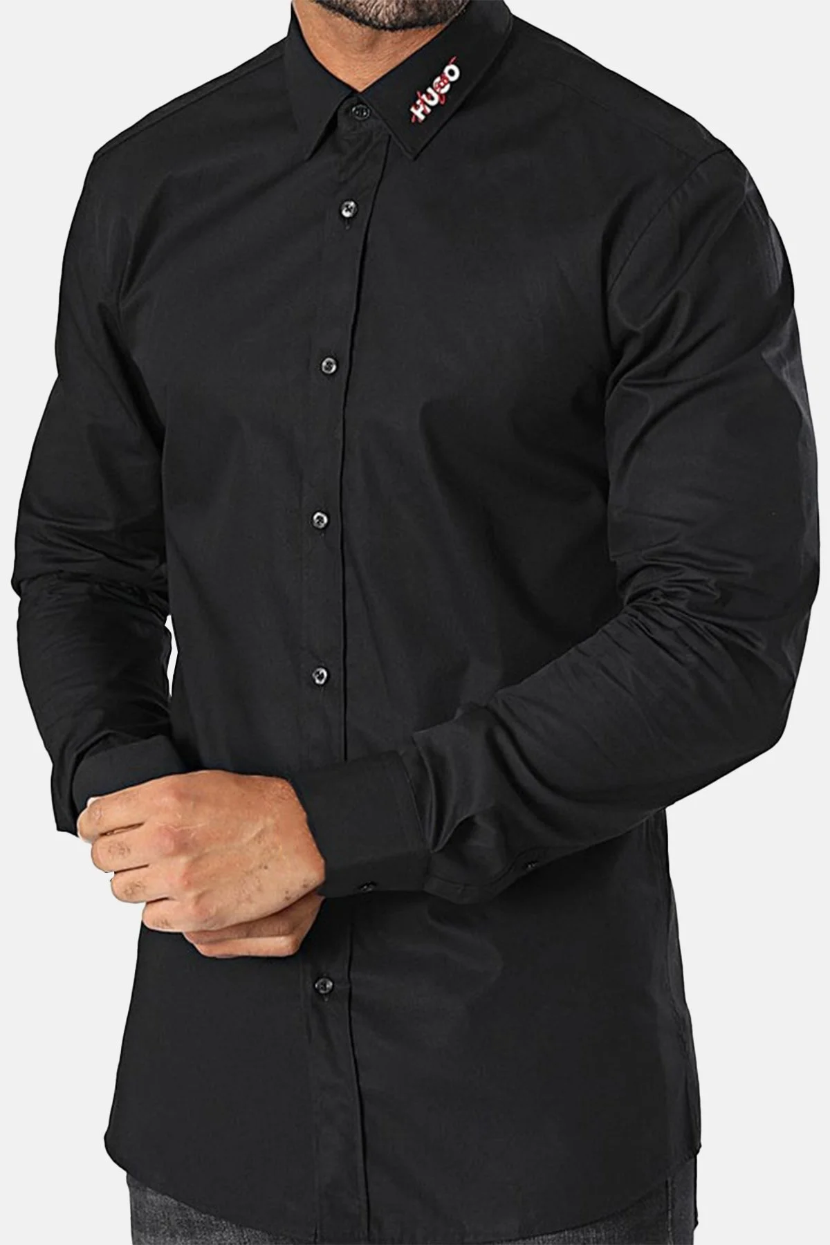 Hugo % 100 Pamuk Ekstra Slim Fit Kolay Ütülenen Pamuklu Poplin Erkek Gömlek 50495087 001 SİYAH - 1